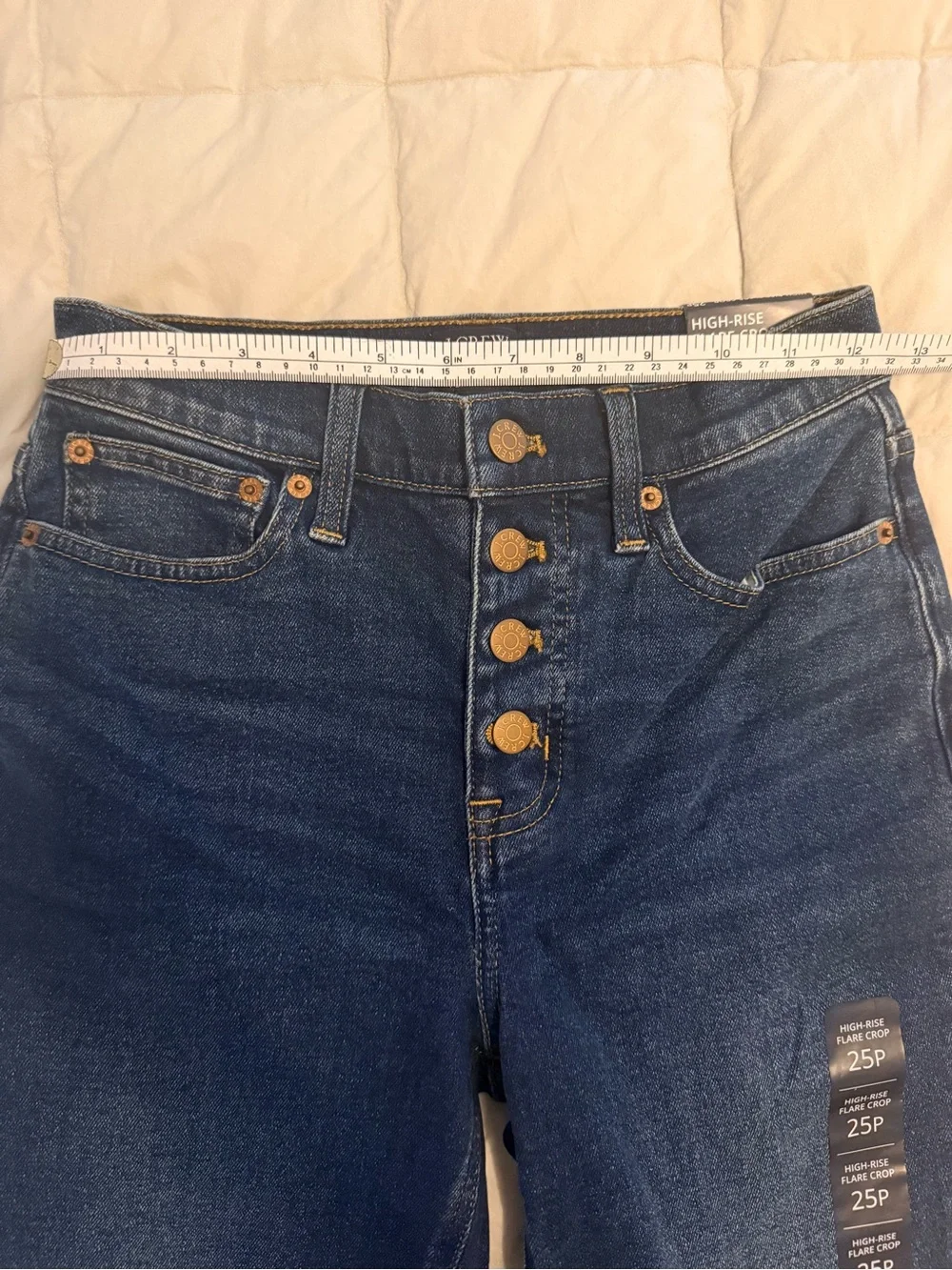 J.Crew High-Rise Flare Crop Jeans Button Fly Dark Wash 25P Petite NWT